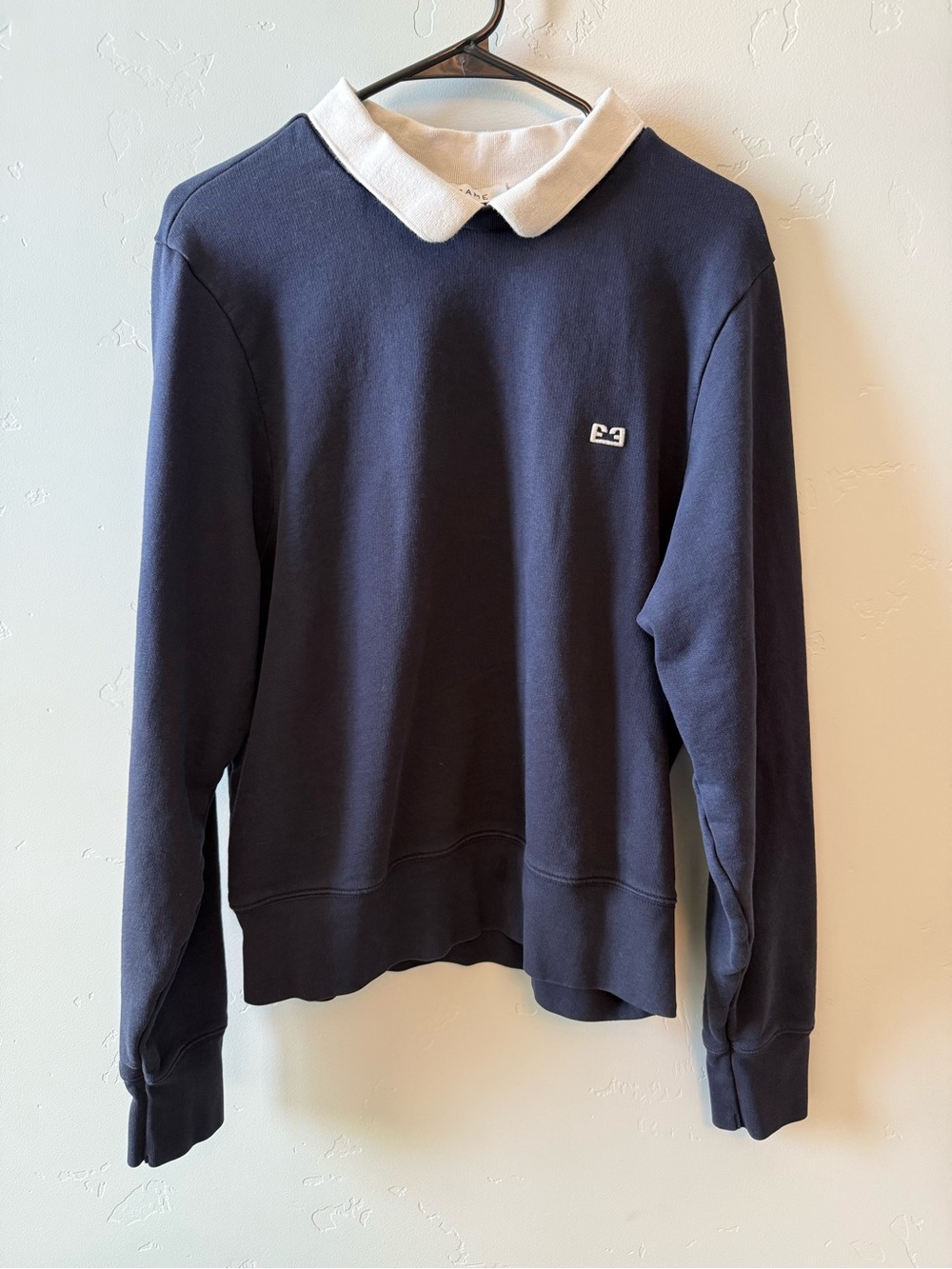 Frame Polo Collar Sweatshirt Navy Blue Size XL